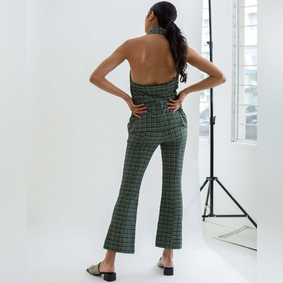 [ganni] NWT 2pc seersucker halter top and kick flare pants set - Picture 3 of 16